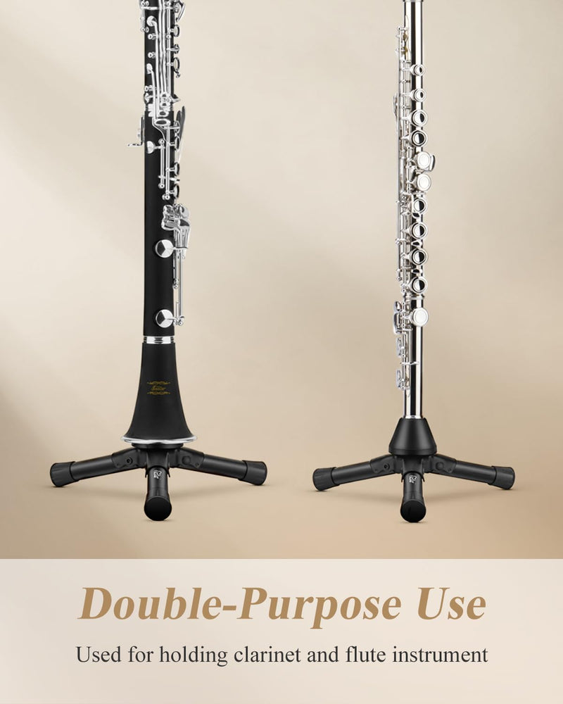 Eastar Flute Clarinet Stand, Portable Tripod Double-Purpose Stand Holder for Flute Woodwind Instrument with Flannel Bag, EST- 005