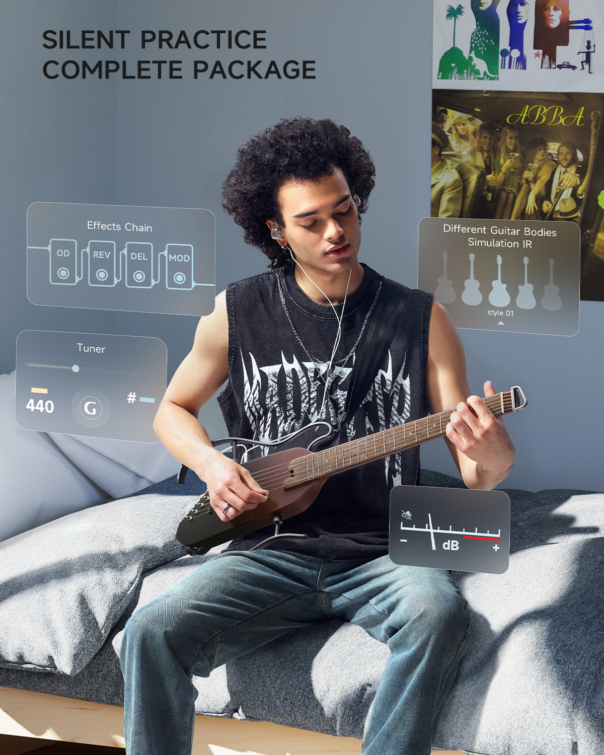 Donner HUSH™ I PRO Acoustic-Electric Travel Guitar-Maillard Fade##