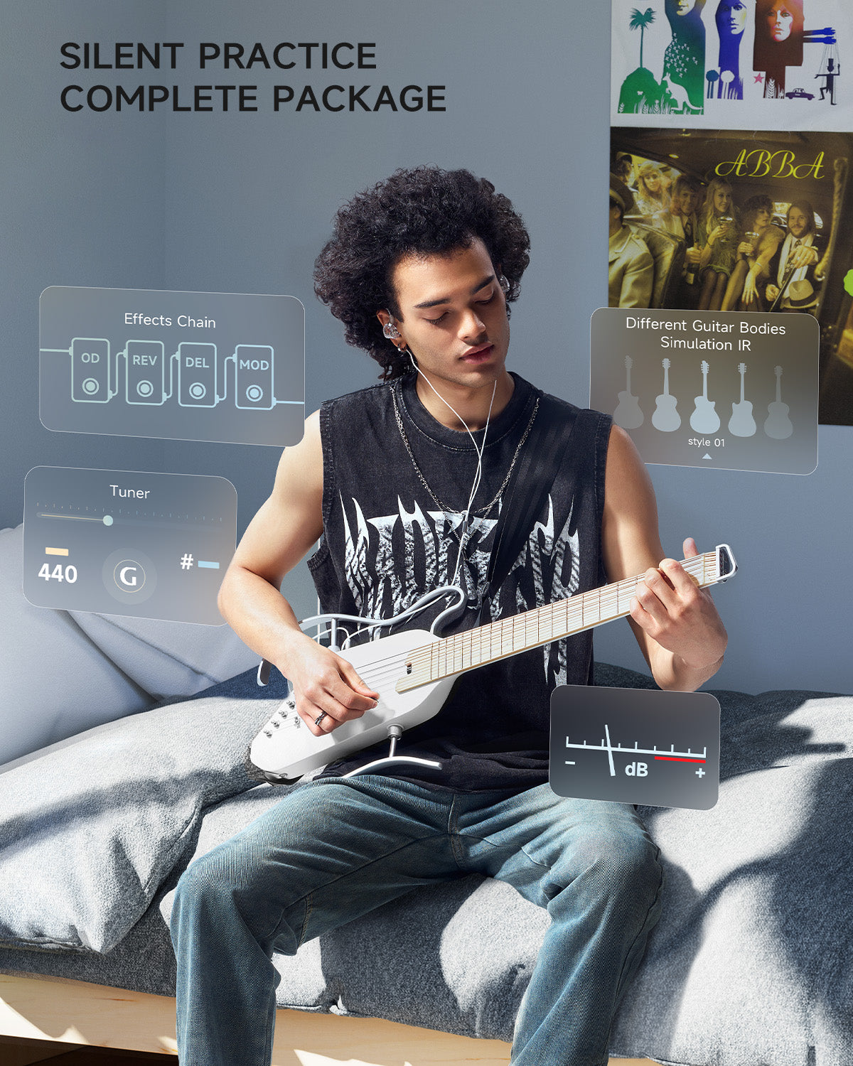 DONNER HUSH-I SILENT ギター・イヤホン付き HUSH-I Acoustic-Electric Guitar Kit for Travel Silent