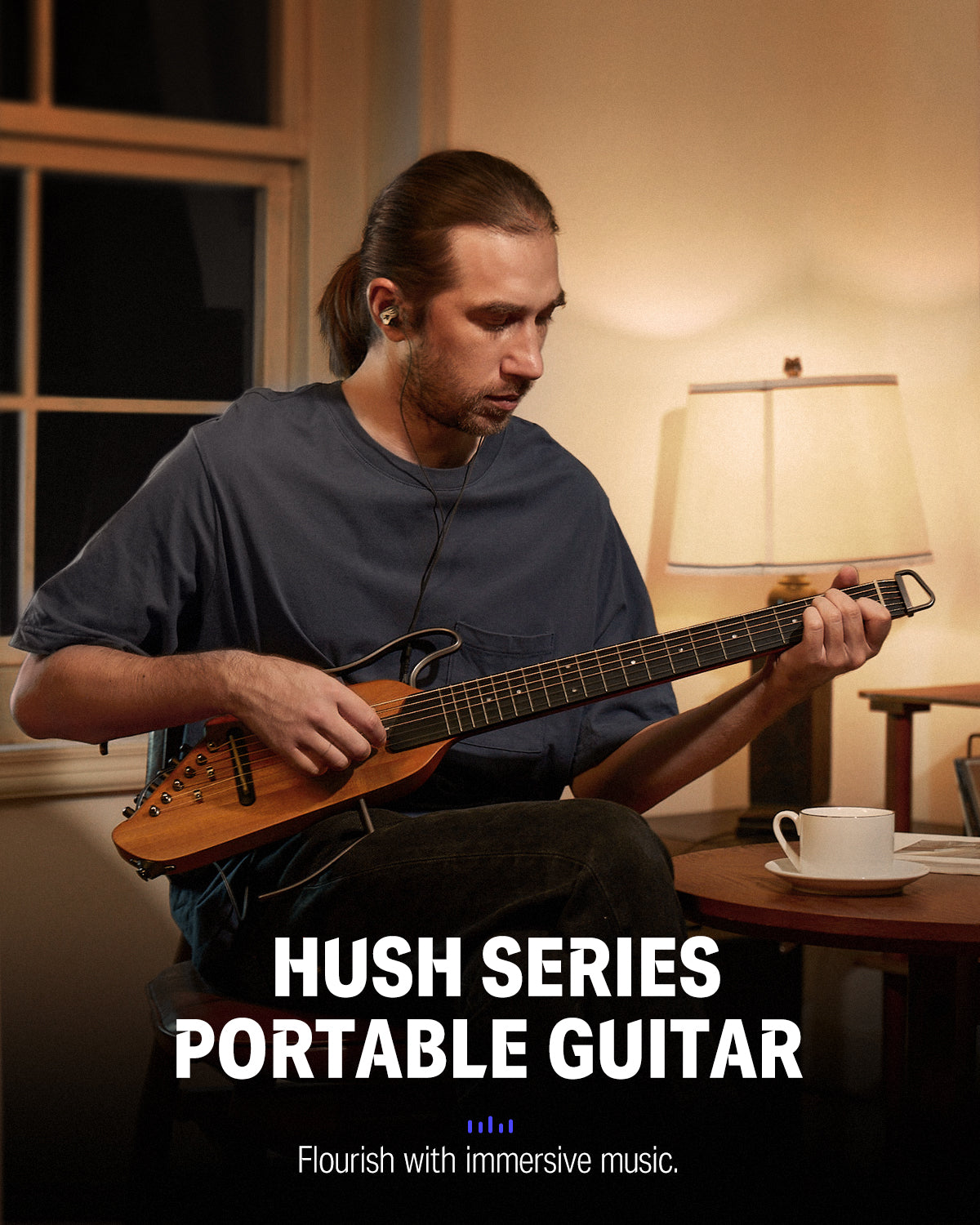 Donner HUSH-I Acoustic-Electric Guitar Kit for Travel Silent Practice-Mahogany Natural##