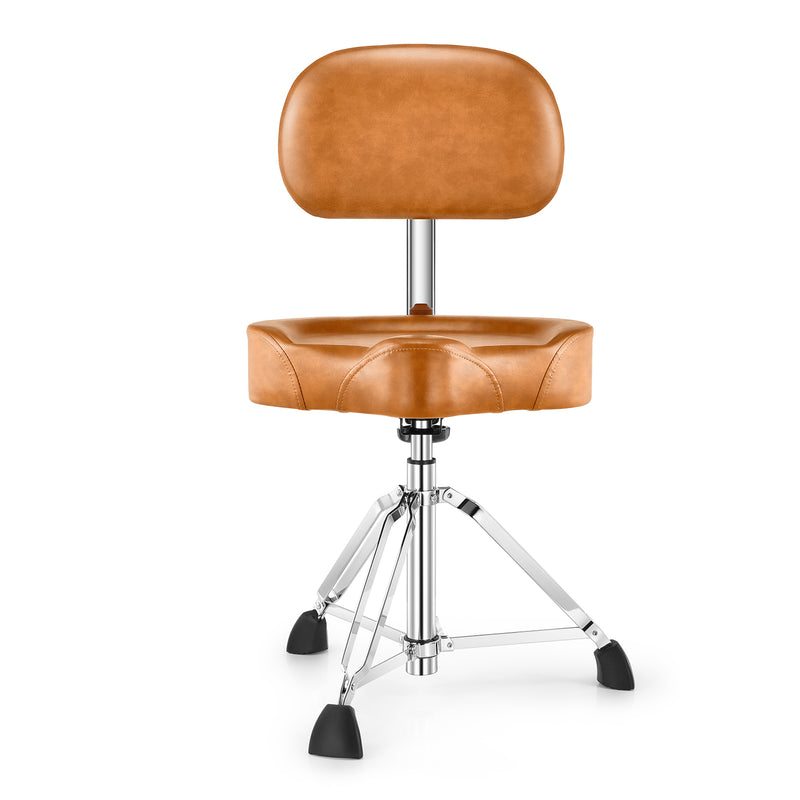 Donner Brown Drum Throne with Backrest Hydraulic Adjustable Height Motorcycle-Style Seat
