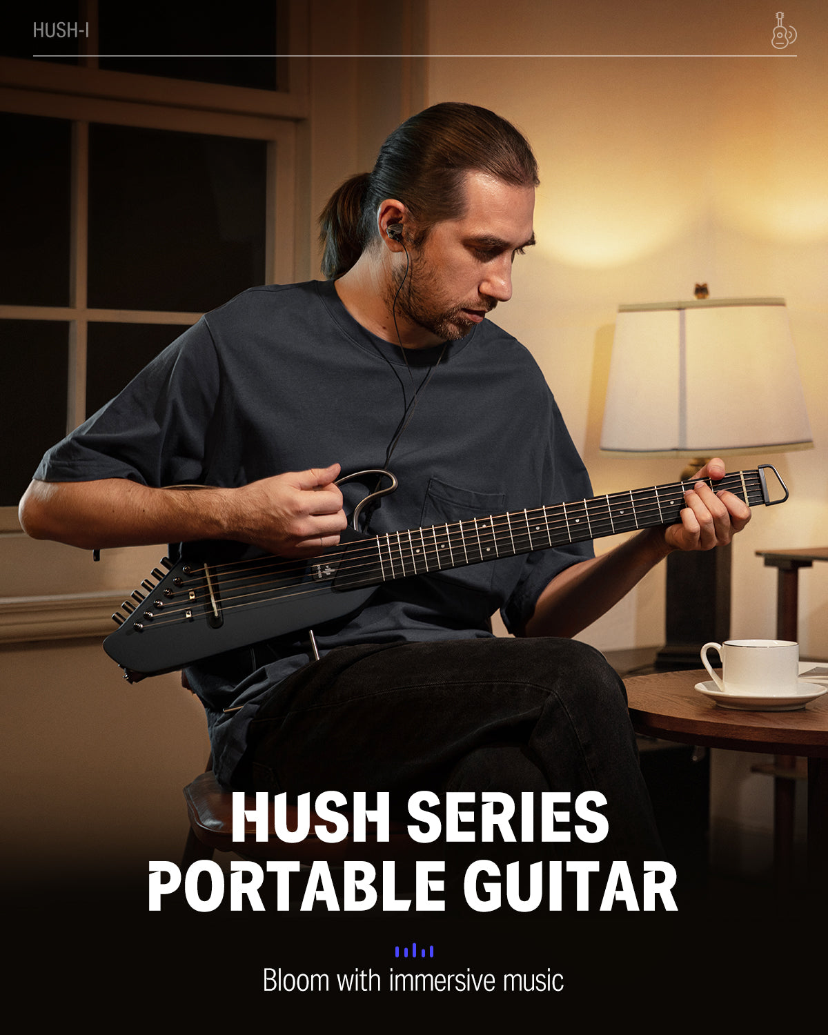 Donner HUSH-I Acoustic-Electric Guitar Kit for Travel Silent Practice-Maple Black##