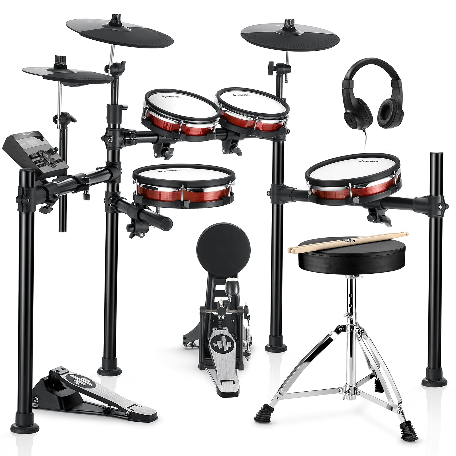Donner DED-200 MAX Electronic Drum Set 5-Drum 3-Cymbal with Drum Thron
