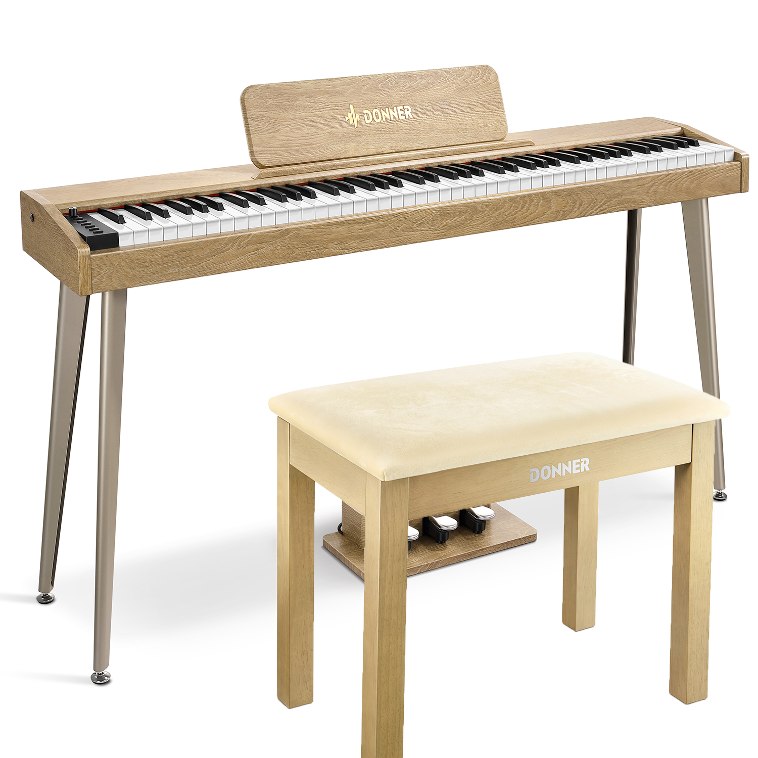 Donner DDP-60 Wooden 88-Key Semi-Weighted Upright Digital Piano with 3-Pedal for Beginner