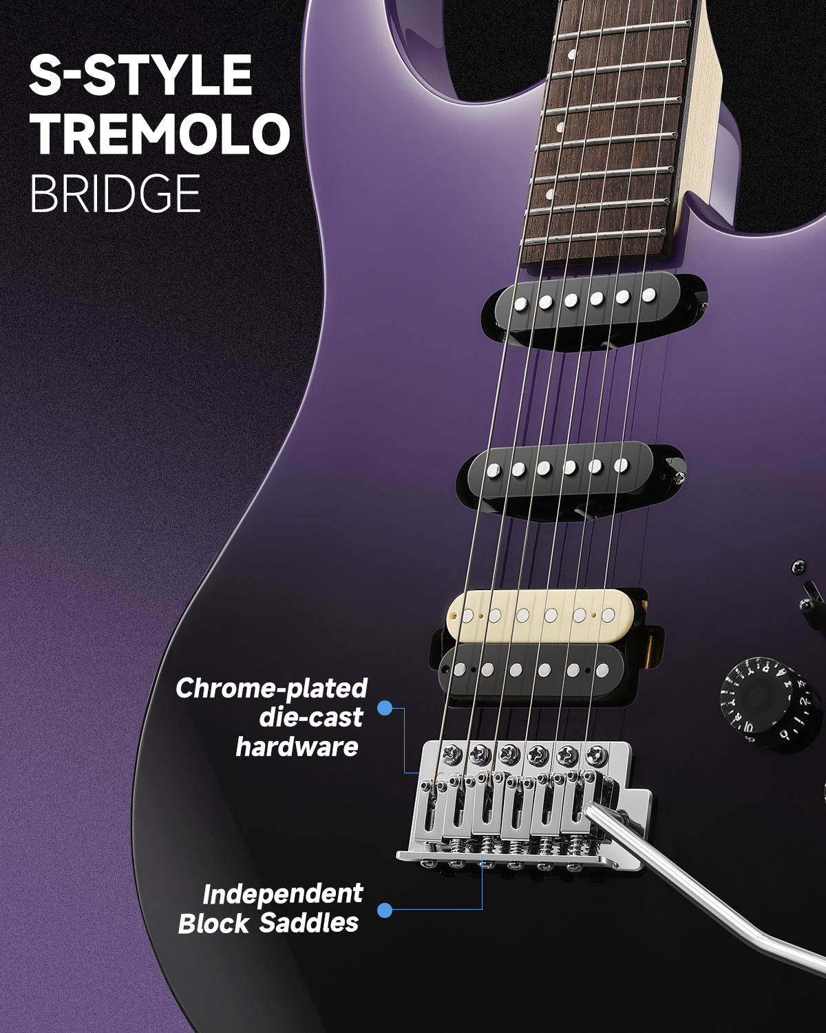Donner DMT-66 Electric Guitar-Midnight-Purple Gradient##