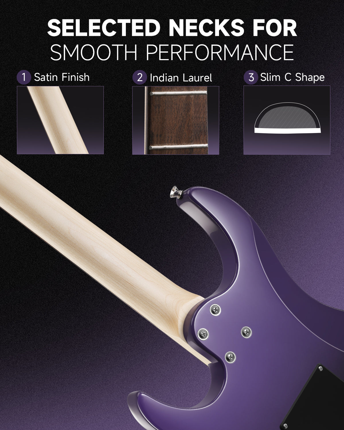 Donner DMT-66 Electric Guitar-Midnight-Purple Gradient##