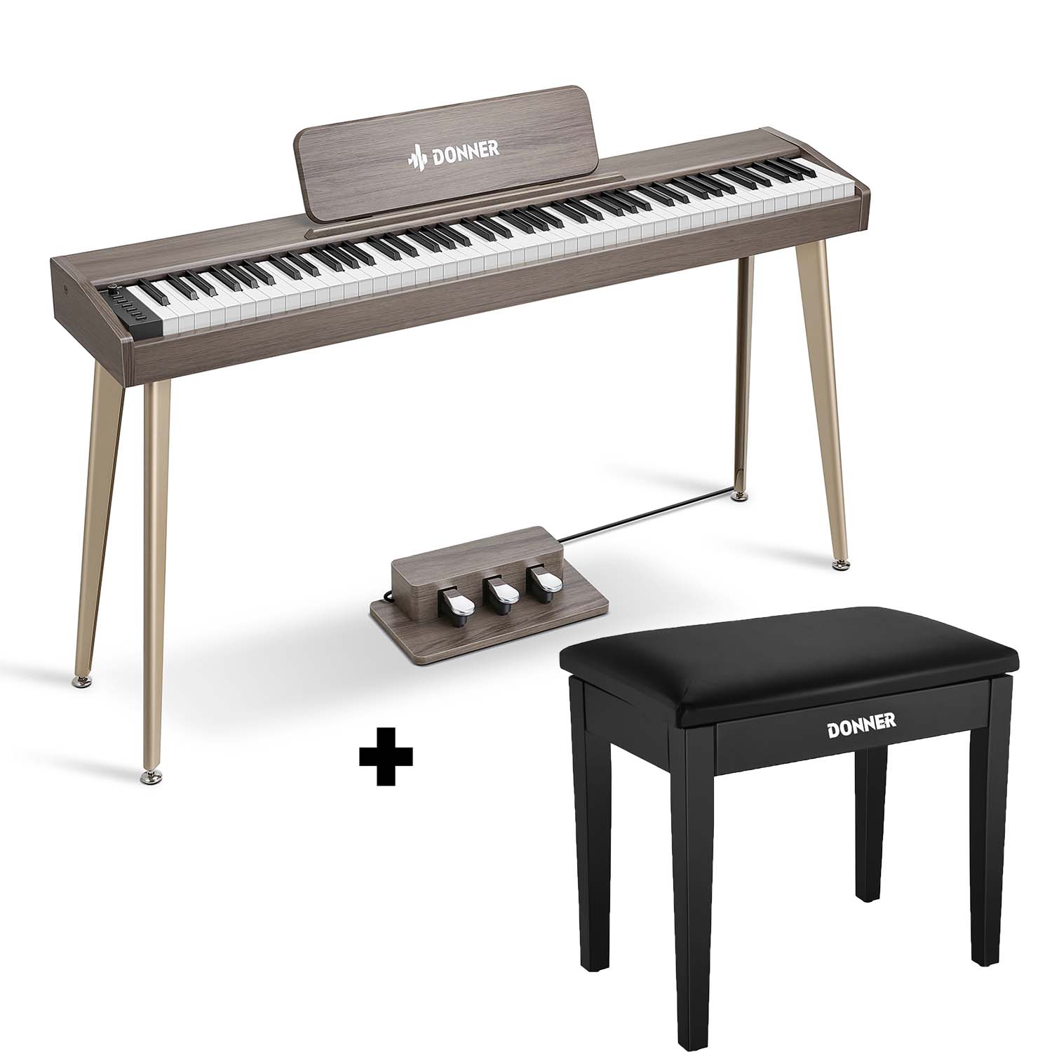 Donner DDP-60 Wooden 88-Key Semi-Weighted Upright Digital Piano with 3-Pedal for Beginner