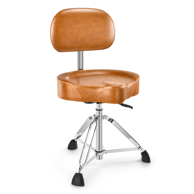Donner Brown Drum Throne with Backrest Hydraulic Adjustable Height Motorcycle-Style Seat