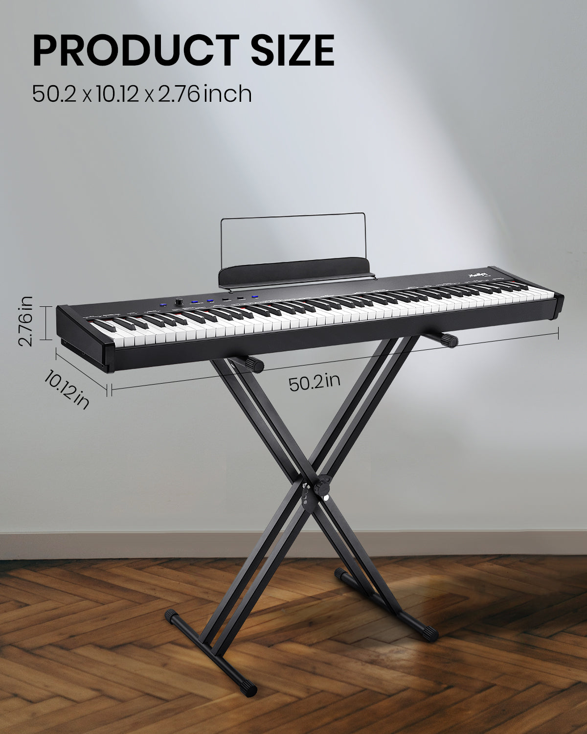 Moukey MEP-110 Beginner Digital Piano 88 Key Full-Size Semi-Weighted Electric Keyboard, Stand