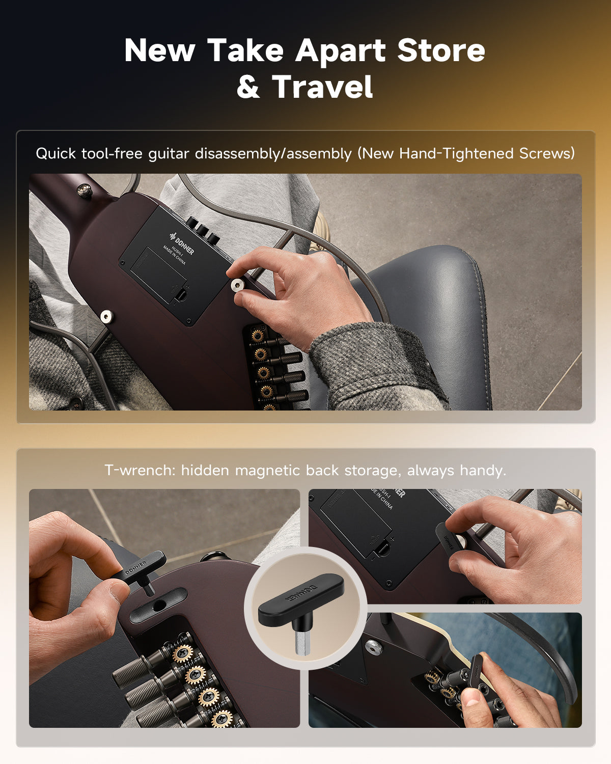 Donner HUSH-I Evo2 Guitar-Sunburst##