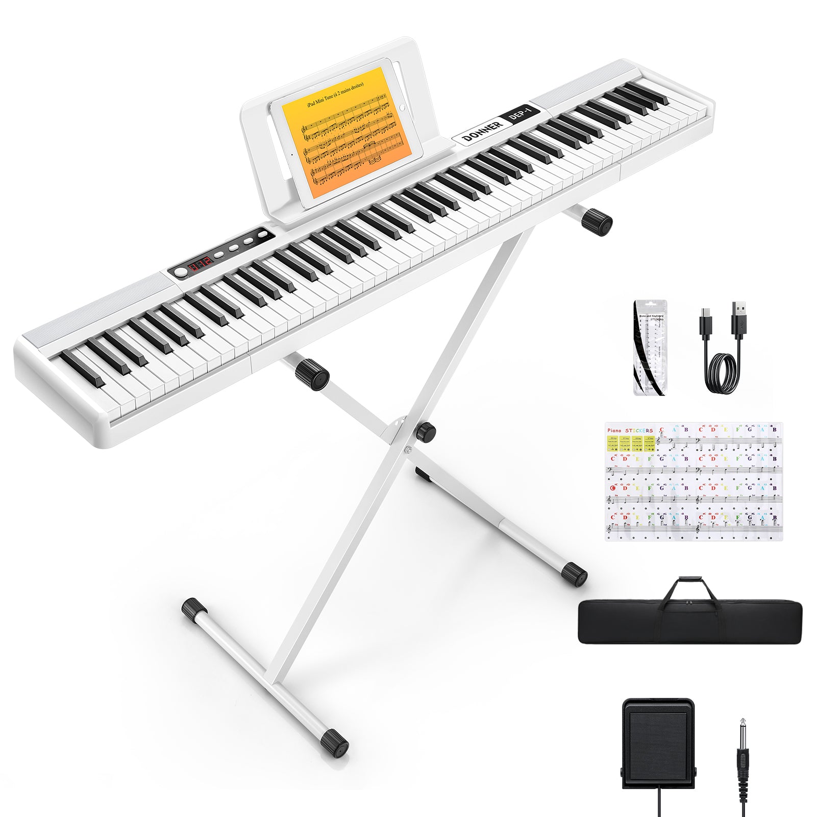 DONNER DEP-1 88鍵ポータブルキーボード DEP-1 88 Key Beginner Digital Piano with X Stand Donner
