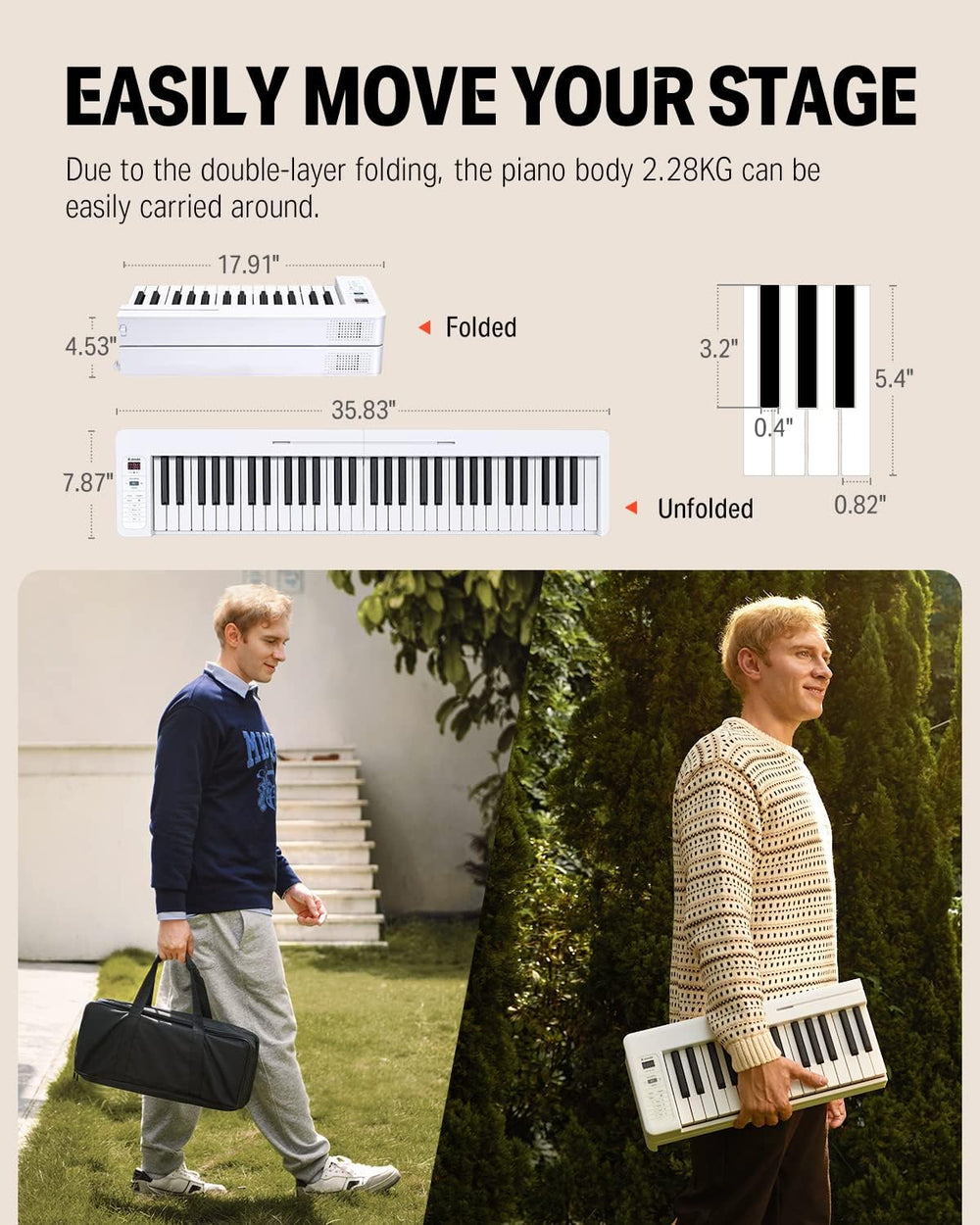 DP-06 61-Key Foldable Digital Piano Portable Keyboard for Beginner Donner