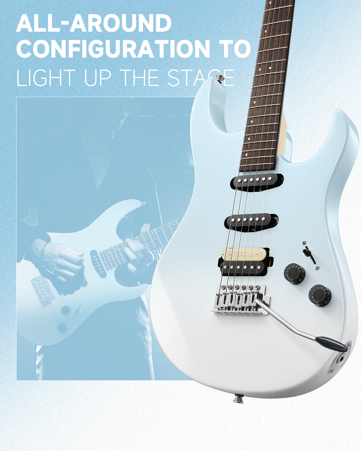 Donner DMT-66 Electric Guitar-Blue-White Gradient##