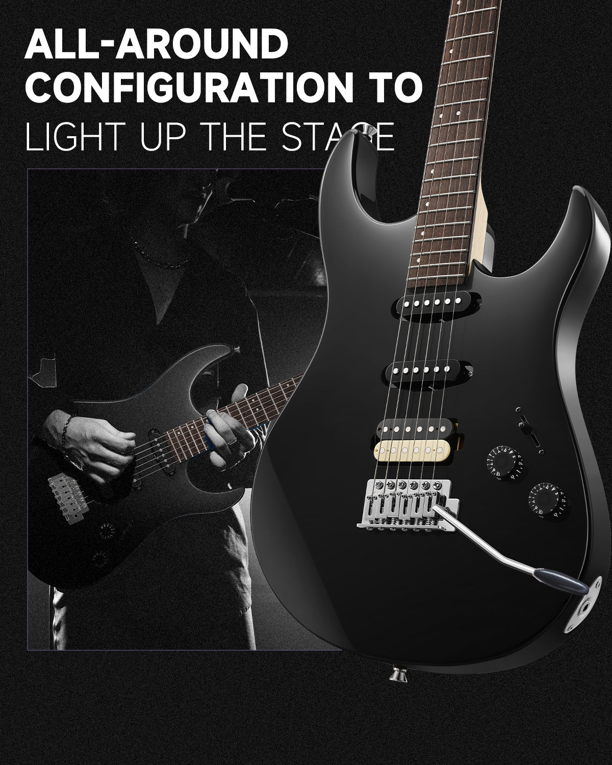 Donner DMT-66 Electric Guitar with Ceramic Single-Coil-Black##