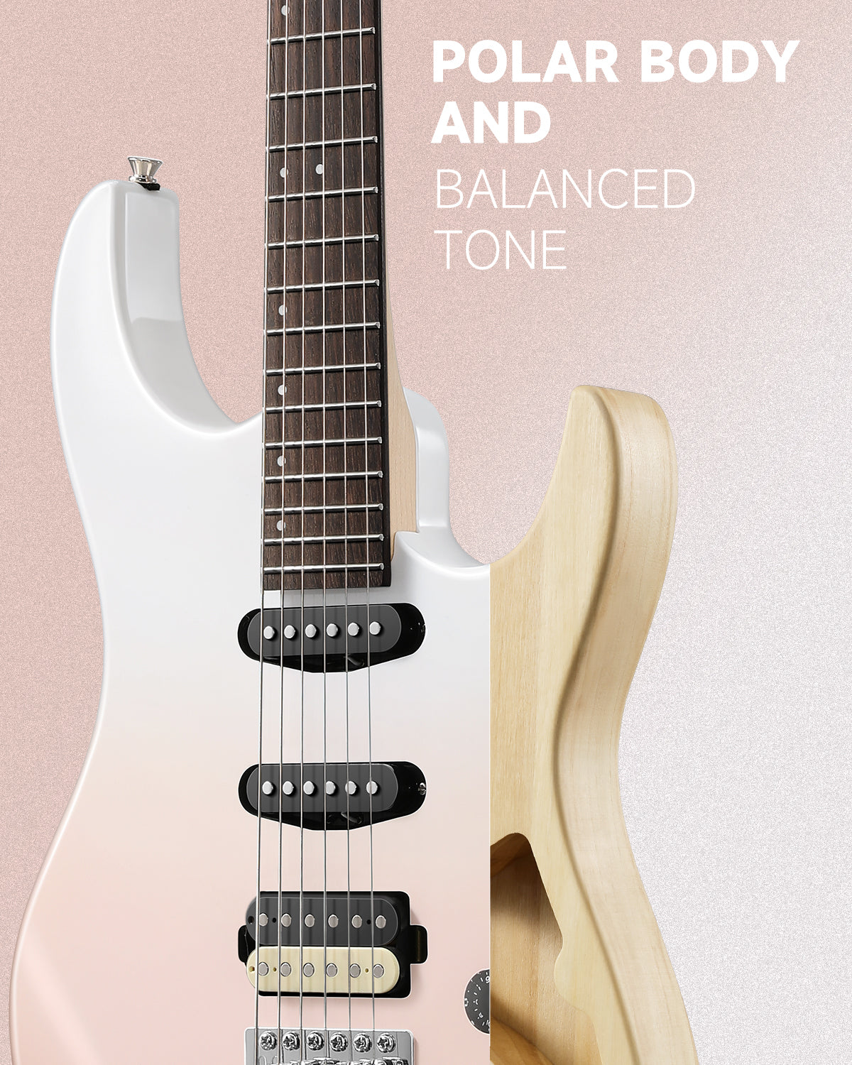 Donner DMT-66 Electric Guitar with Ceramic Single-Coil-Pink-White gradient##