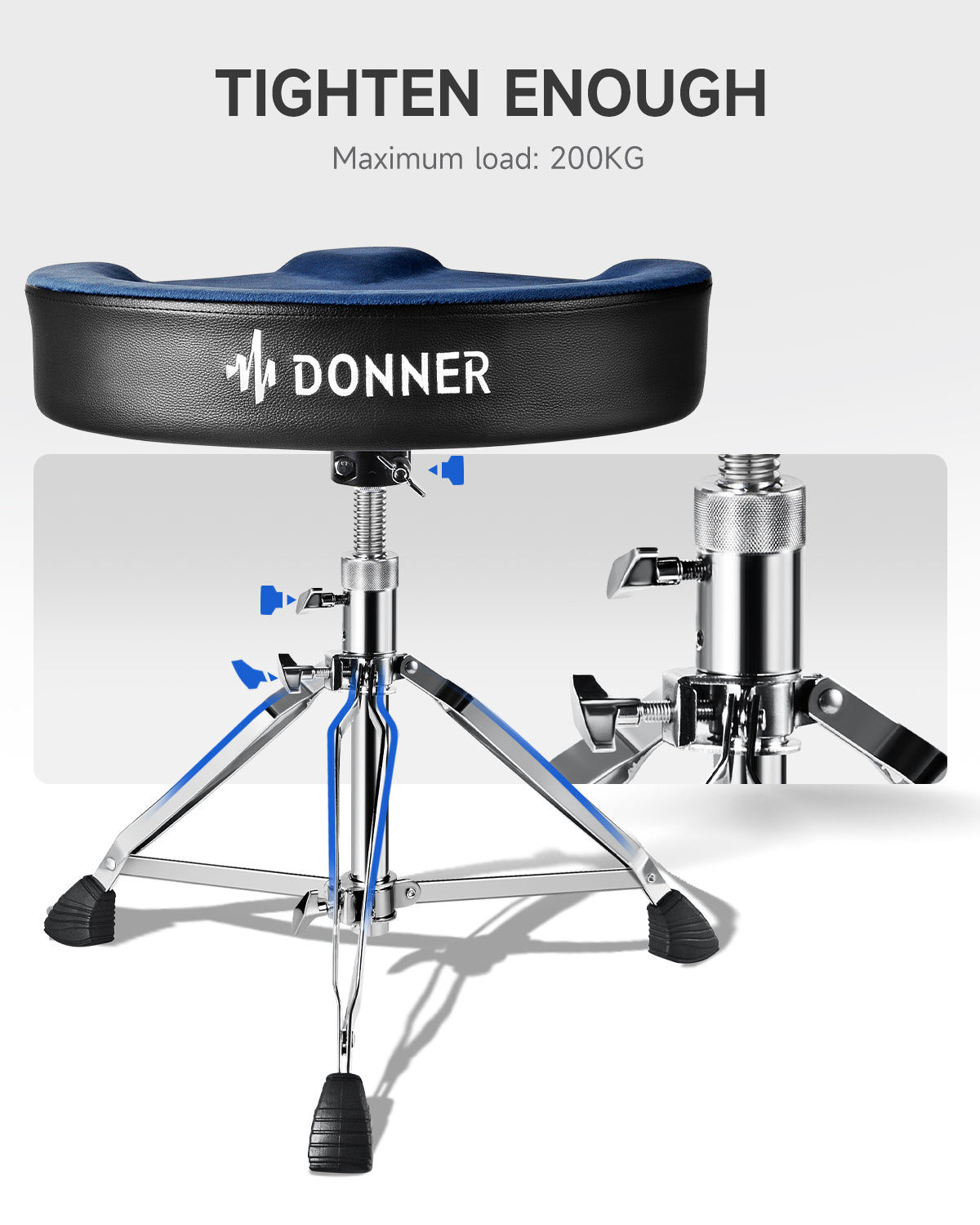 Donner DT-100  Adjustable Padded Drum Throne Blue