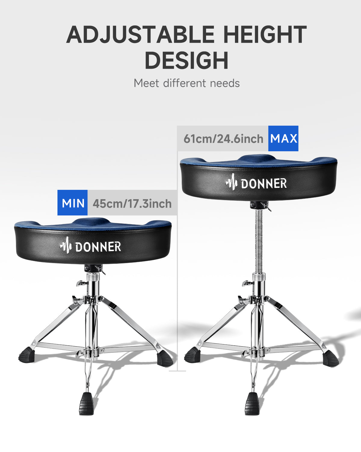 Donner DT-100  Adjustable Padded Drum Throne Blue