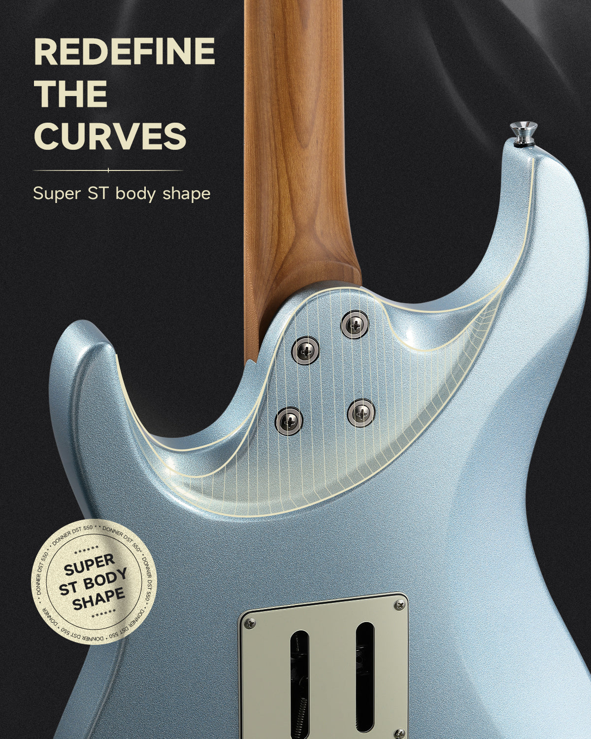 Donner DST-550 39-inch ST Electric Guitar SSH/SSS Pickup-Blue##