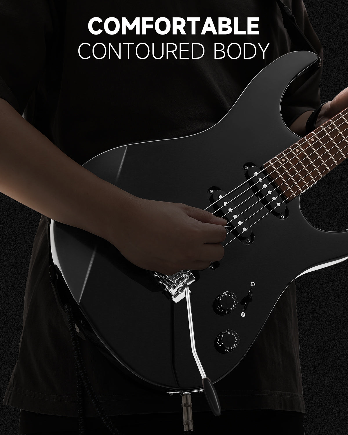 Donner DMT-66 Electric Guitar with Ceramic Single-Coil-Black##