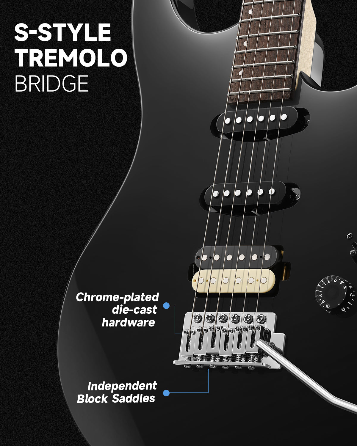 Donner DMT-66 Electric Guitar with Ceramic Single-Coil-Black##