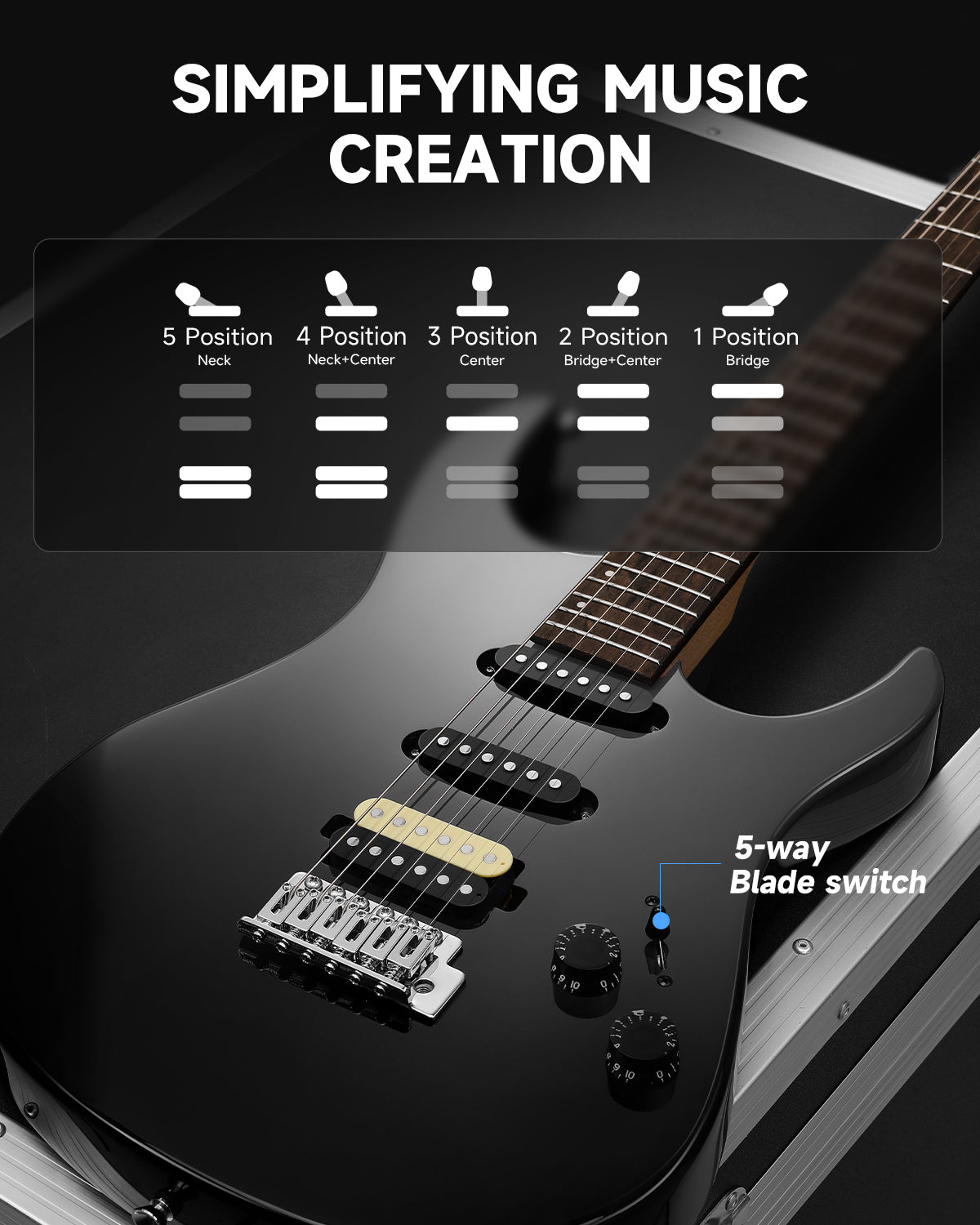 Donner DMT-66 Electric Guitar with Ceramic Single-Coil-Black##