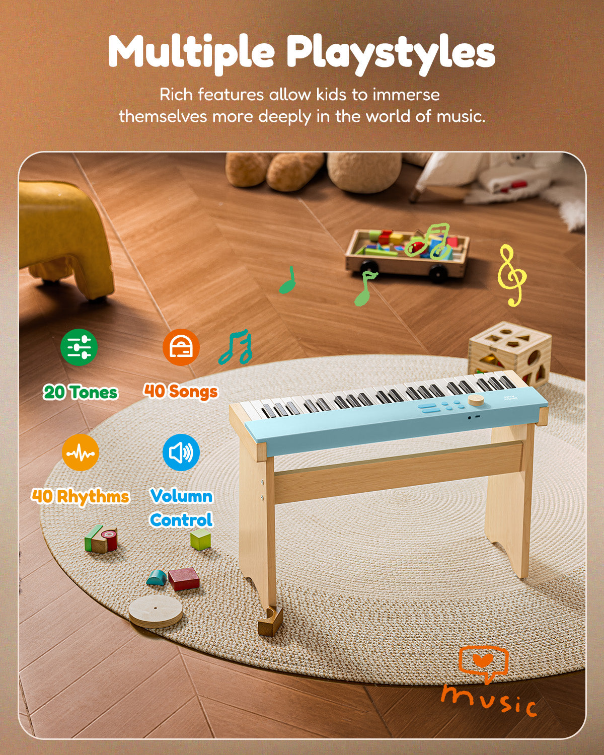 Eastar KIDO V-10 44 Keys Mini Digital Keyboard With Stand