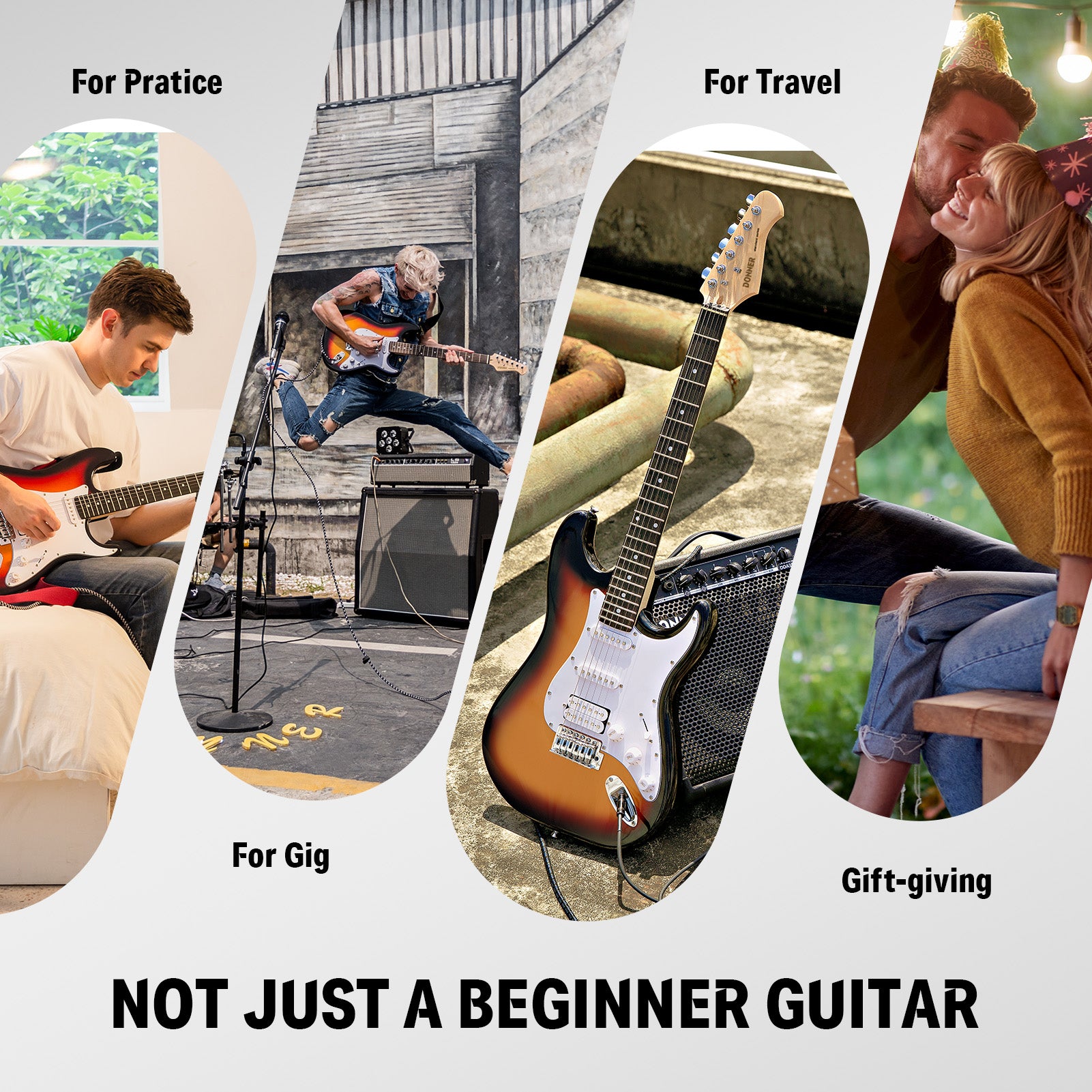 Donner DST-100 Full Size Electric Guitar Kit with Amplifier 39-Inch Solid Body HSS Pickup Beginner Set