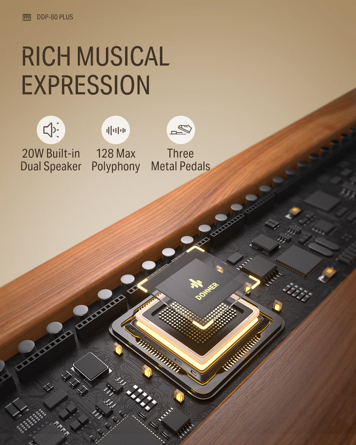 DDP-80 PLUS 88 Key Weighted Wooden Digital Piano with Cover