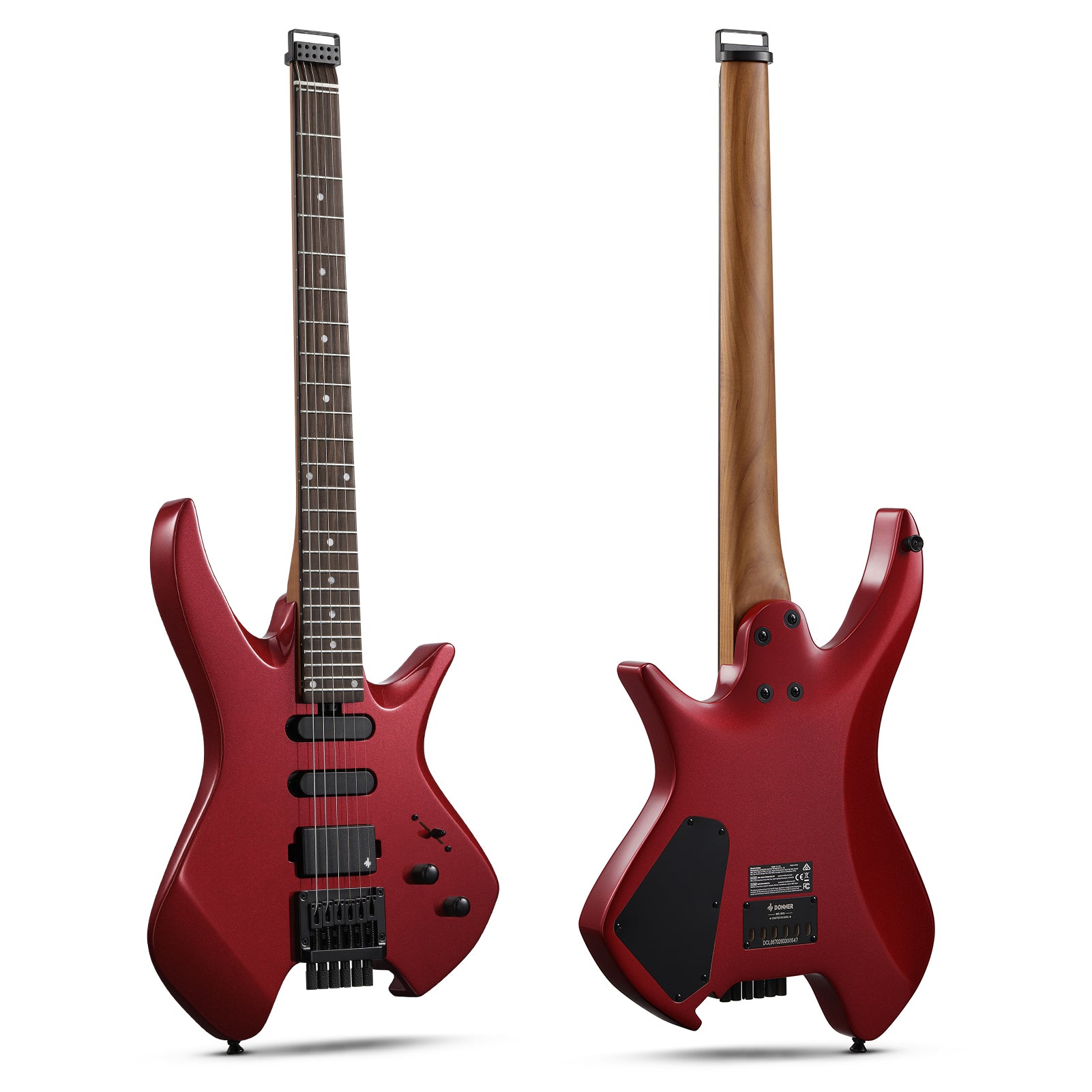 Donner HLX-500 Headless Electric Guitar-Red##
