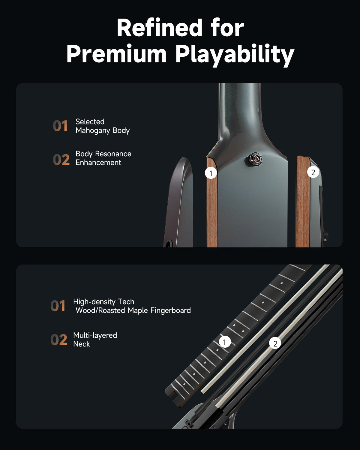 Donner HUSH™ X PRO Electric Guitar-Midnight Glow##