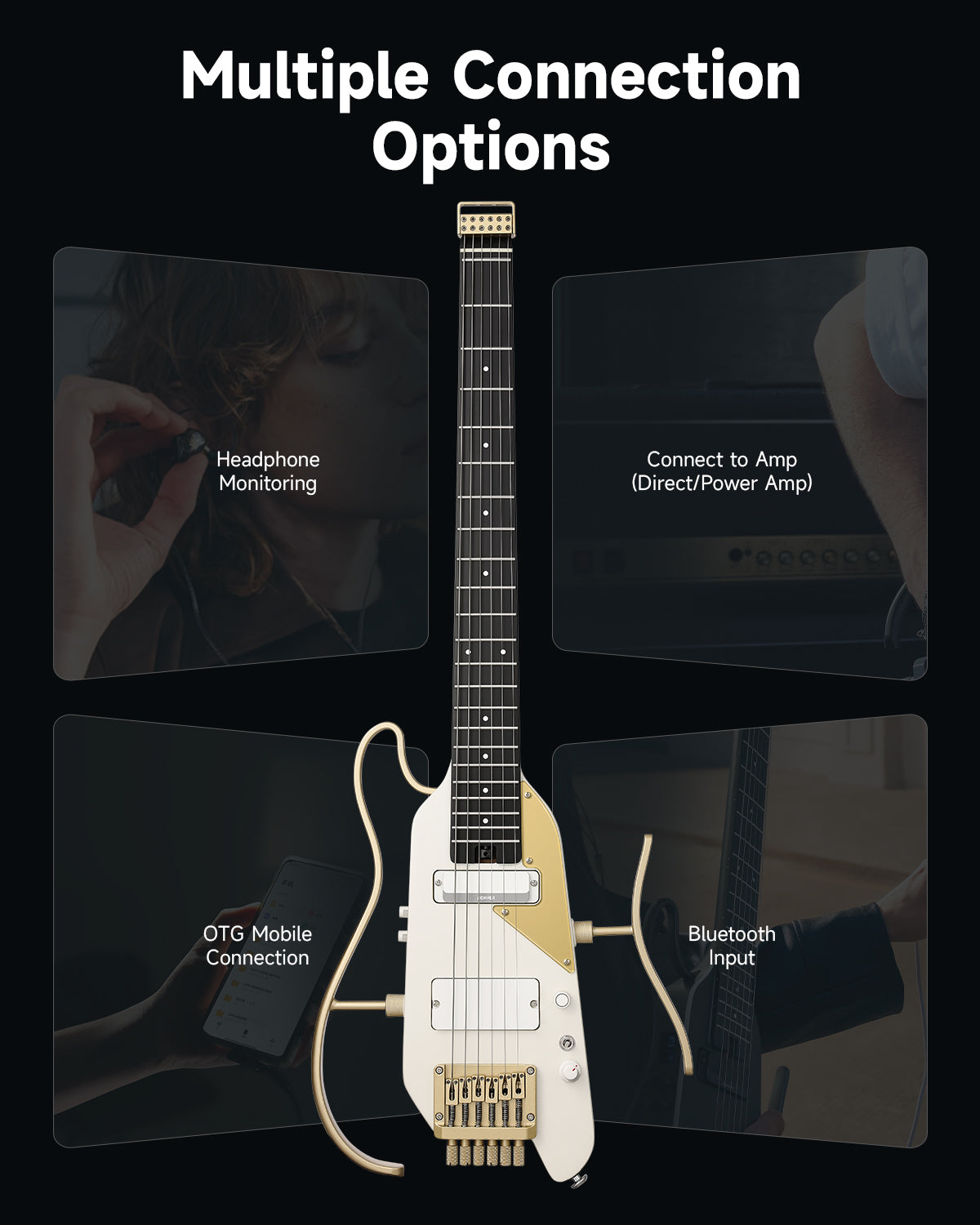 Donner HUSH™ X PRO Electric Guitar-White-Luxe##
