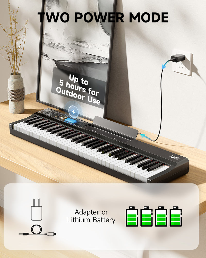 Donner DK-10S Black Electronic Keyboard Piano 61 Key Indicator Light Guidance Designed for Beginners