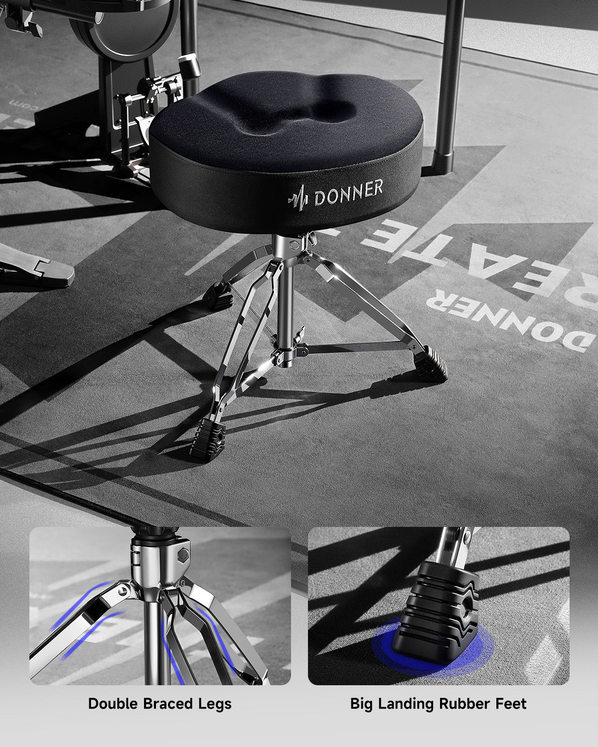 Donner DT-200 Saddle-style Threaded Rod Drum Throne