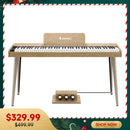 Donner DDP-60 Wooden 88-Key Semi-Weighted Upright Digital Piano with 3-Pedal for Beginner