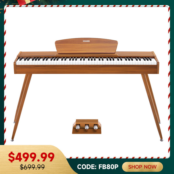 Donner DDP-80 Wooden Style 88 Key Weighted Digital Piano with Stand & Triple Pedals