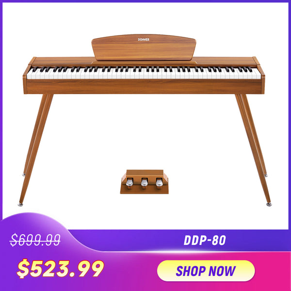 Donner DDP-80 Wooden Style 88 Key Weighted Digital Piano with Stand & 3 Pedal-Natural##
