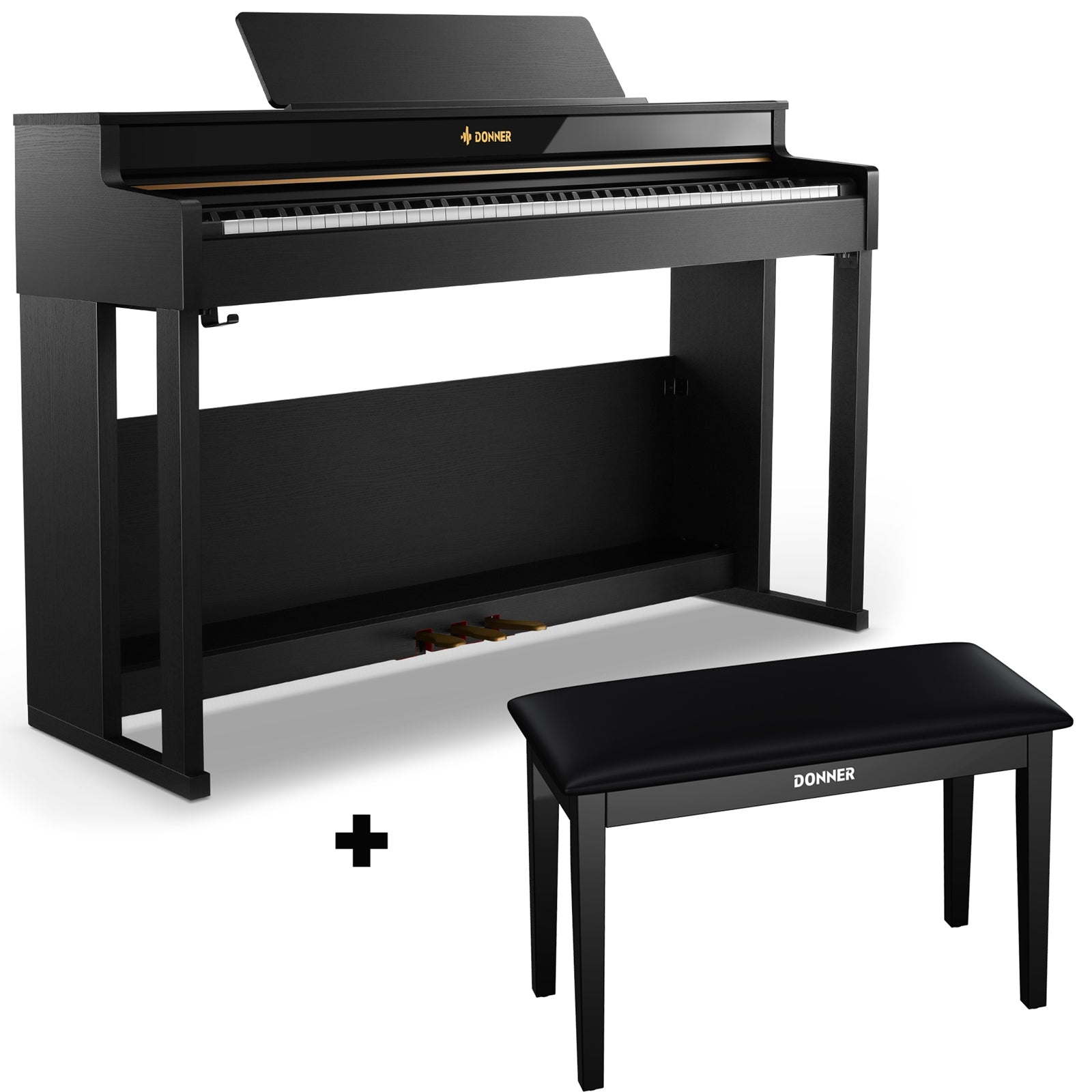 Donner DDP-400 Professional 88-Key Progressive Hammer Action Weighted Upright Digital Piano with Extended Speaker Cabinet-Black##