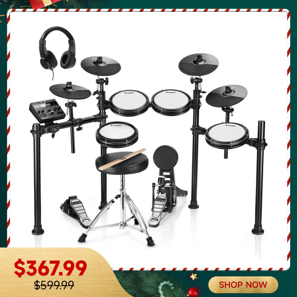 Donner DED-200X Electronic Drum Set 5-Drum 4-Cymbal 450-Sound with Drum Throne/Headphone