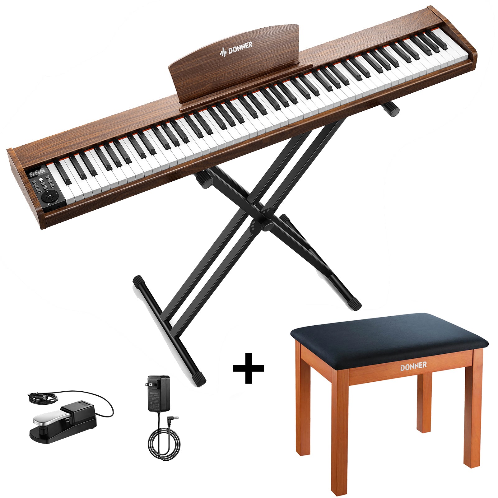 Donner DEP-1S Beginner Digital Piano Kit-Antique Brown##