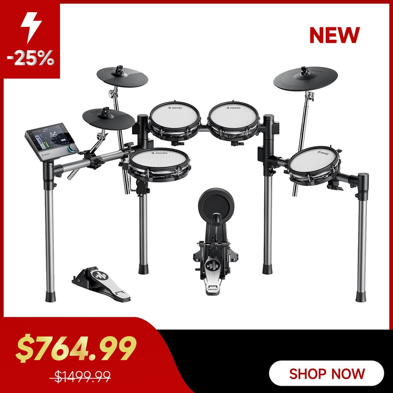 Donner Beat 5-Drum 3-Cymbal Electronic Drum Set with professional electronic drum module