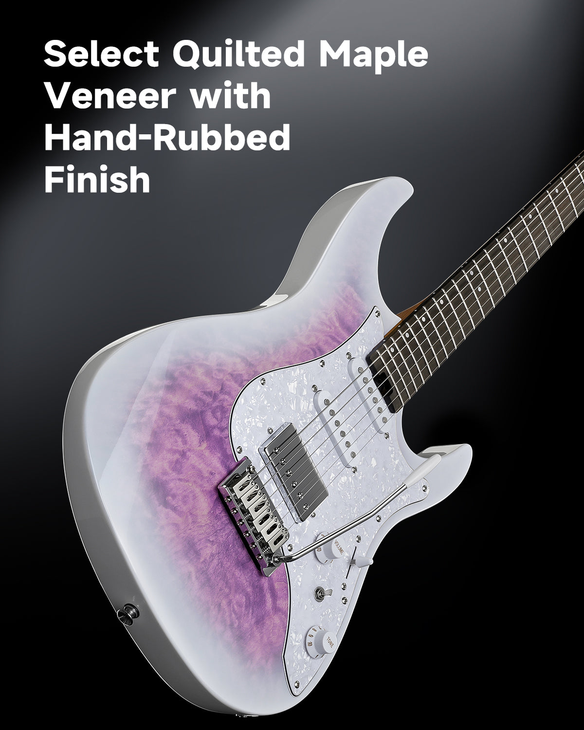 Donner DST-550 39-inch ST Electric Guitar SSH/SSS Pickup-Amethyst White Burst LR##
