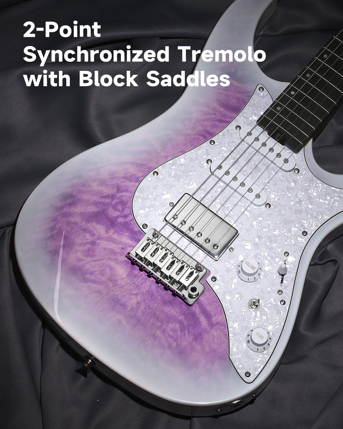 Donner DST-550 39-inch ST Electric Guitar SSH/SSS Pickup-Amethyst White Burst LR##