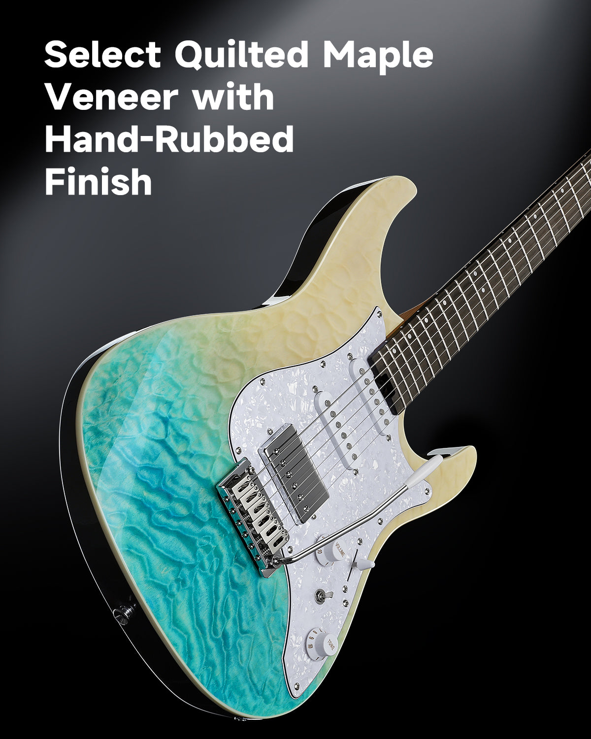 Donner DST-550 39-inch ST Electric Guitar SSH/SSS Pickup-Caribbean Shoreline Gradation LR##