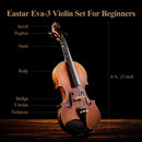 Eastar EVA-3 Full-Size Violin Set Matte Fiddle Full Kit with Case/Rosin/Shoulder Rest/Bow/Extra Strings for Kid/Beginner/Student/Adult 1/2,4/4