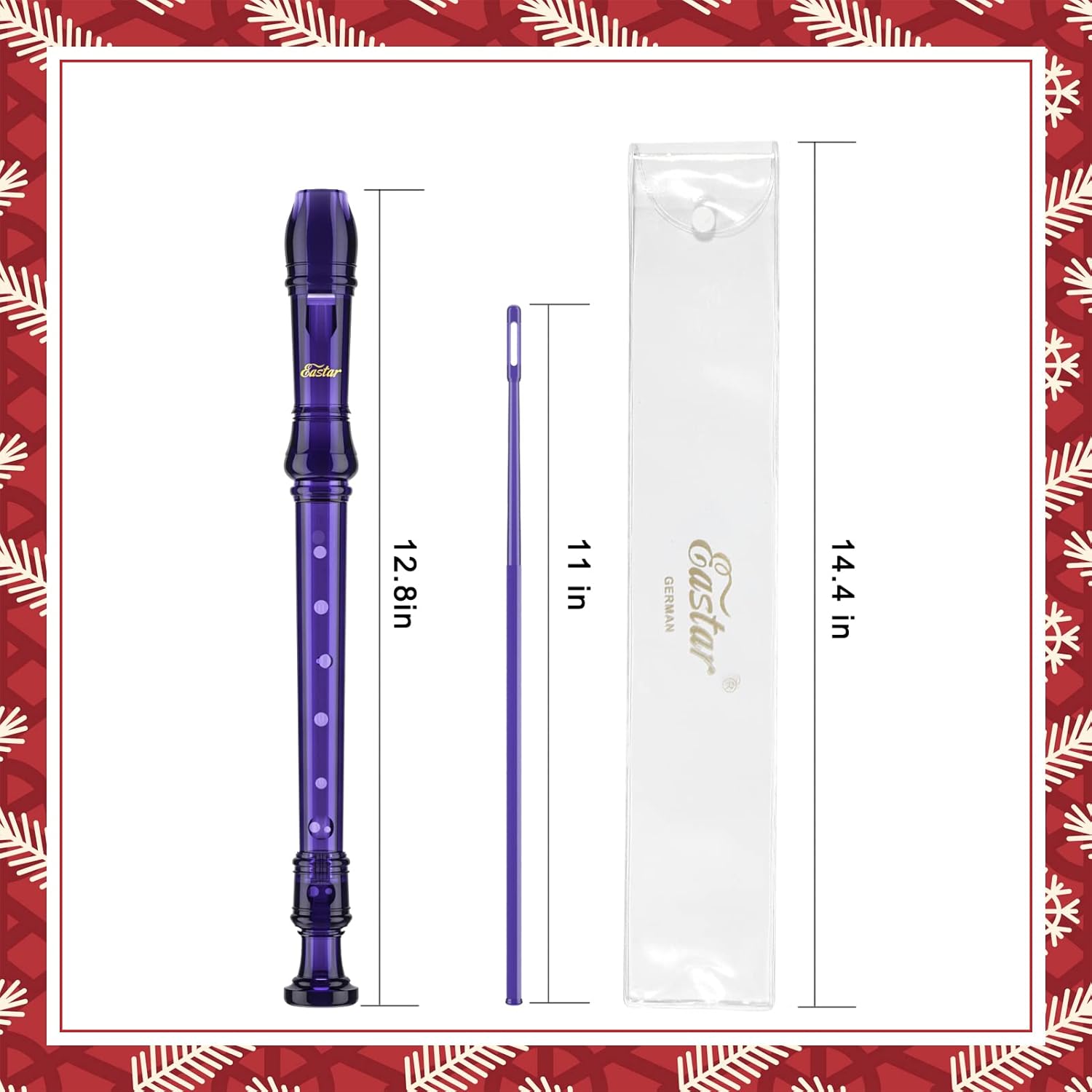 Eastar Soprano Recorder Instrument for Kids Students Beginners, German fingering C Key Recorder Instrument 3 Piece with Cleaning Kit, Storage Bag, Fingering Chart, School-Approved,Pueple/Green-Purple##