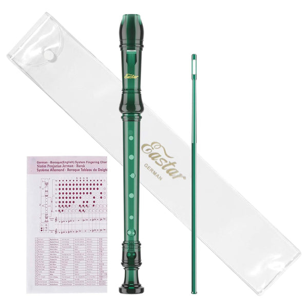 Eastar Soprano Recorder Instrument for Kids Students Beginners, German fingering C Key Recorder Instrument 3 Piece with Cleaning Kit, Storage Bag, Fingering Chart, School-Approved,Pueple/Green-Green##