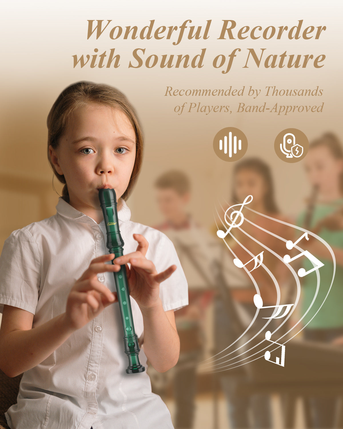 Eastar Soprano Recorder Instrument for Kids Students Beginners, German fingering C Key Recorder Instrument 3 Piece with Cleaning Kit, Storage Bag, Fingering Chart, School-Approved,Pueple/Green-Green##