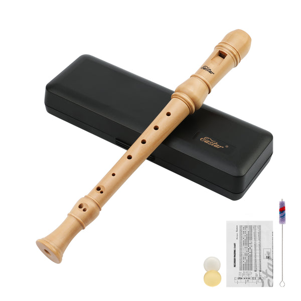 Eastar Soprano Recorder Instrument for Kids Adults Beginners, Baroque fingering C Key Maple Wooden Recorder, 3 Piece Recorder With Hard Case, Fingering Chart, Cleaning Kit, ERS-31BM