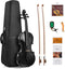 Eastar 4/4 Violin Set Full Size Fiddle Solidwood for Adults with Hard Case, Shoulder Rest, Rosin, Two Bows, Clip-on Tuner and Extra Strings，EVA-330，Two Bows/Black