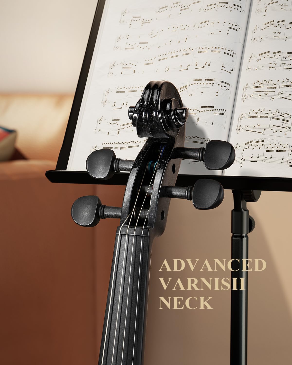 Eastar 4/4 Violin Set Full Size Fiddle Solidwood for Adults with Hard Case, Shoulder Rest, Rosin, Two Bows, Clip-on Tuner and Extra Strings，EVA-330，Two Bows/Black-4/4 Black##